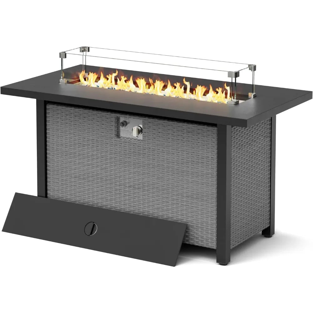 Transform your outdoor living space into a warm, inviting gathering spot with this 50,000 BTU outdoor propane fire pit table.