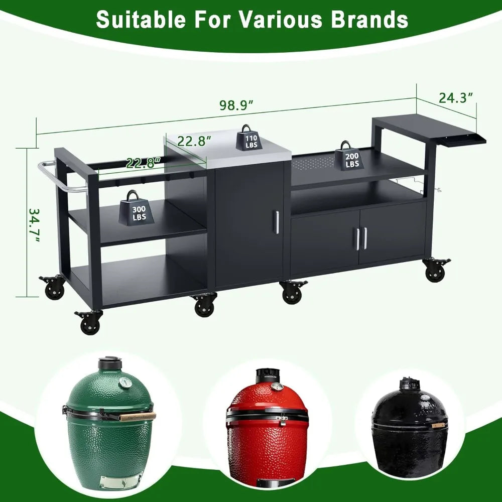 DAFIFY Outdoor Grill Cart For Big Green Egg And Blackstone Griddle 28 Or 36 Inch