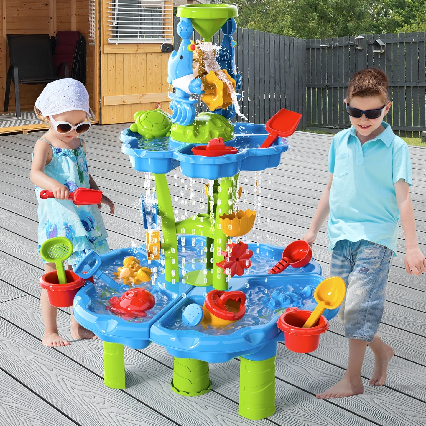 Kids Splash Sand Table Water Toy 4 In 1 Outdoor Sensory Play Station