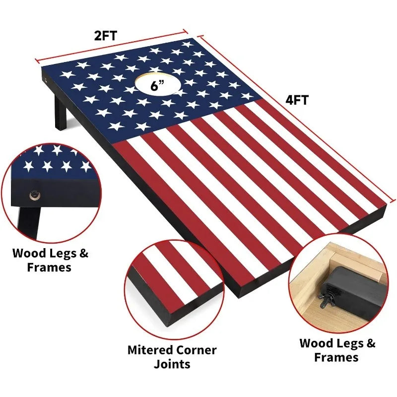 Wood Cornhole Boards Set, Indoor & Outdoor Corn Hole Games for Adults Kids, Corn Hole Sets with Carry Case & 8 Bean Bags