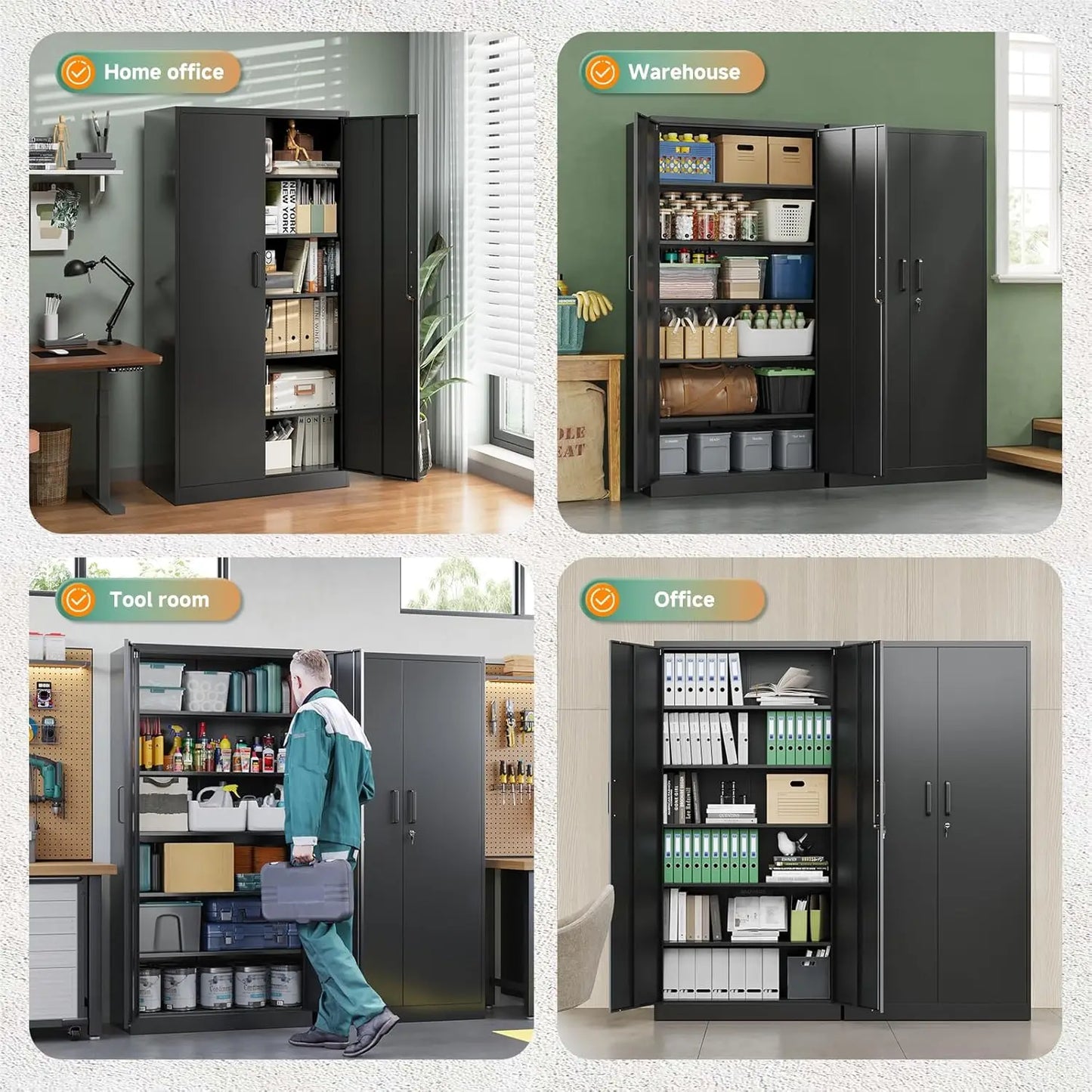 Metal Garage Storage Cabinet With Locking Doors Adjustable Shelves