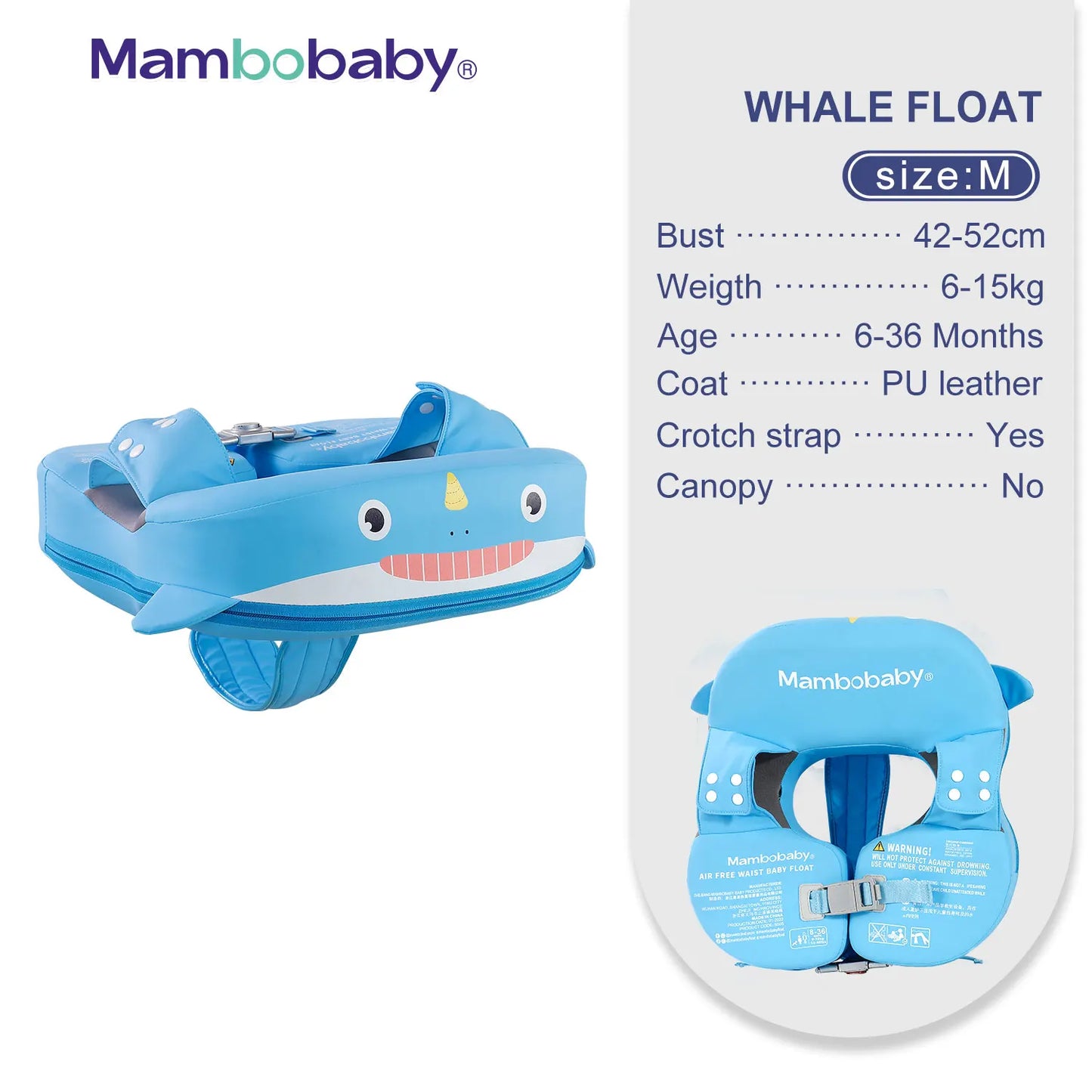 Mambobaby Baby Float With Crotch Strap Sunshade Solid Core 0 To 7 Years