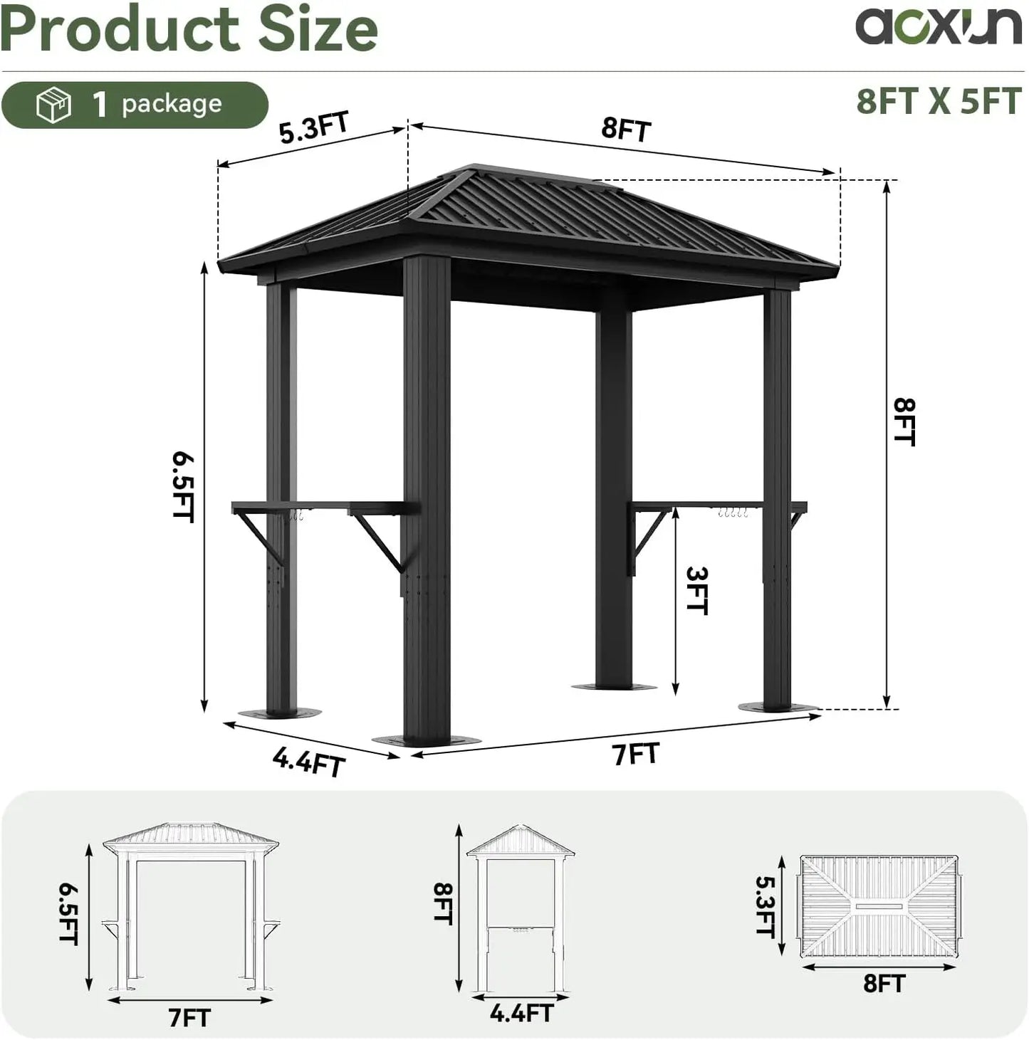 Grill Hardtop Gazebo 5 By 8 Feet Outdoor Metal Pavilion With Galvanized Roof