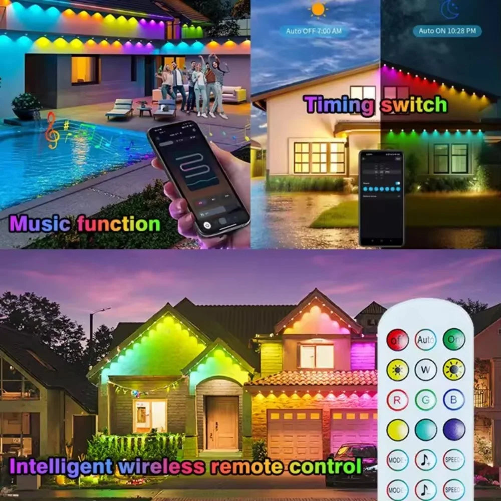 MIMIRGB Smart Outdoor IP67 Waterproof LED Light String with App and Music Sync