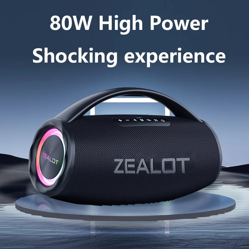 Experience bold, outdoor-ready sound with the ZEALOT S97 80W wireless speaker, engineered for durability, deep bass, and crystal-clear highs wherever your adventures take you, with flexible mounting options for effortless placement around campsites,