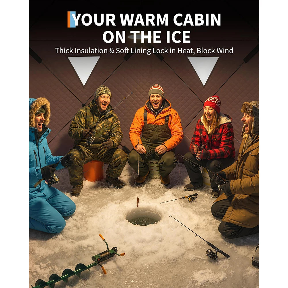 Pop Up Thermal Insulated Fishing Shelter Hub Tent For 1 To 8 Persons