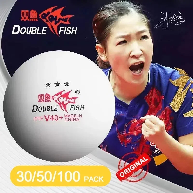 Original DOUBLE FISH V40+ 3 Star 30Pcs Ping Pong Ball Seamed ABS New Material Table Tennis Balls ITTF Standard Ping Pong Balls