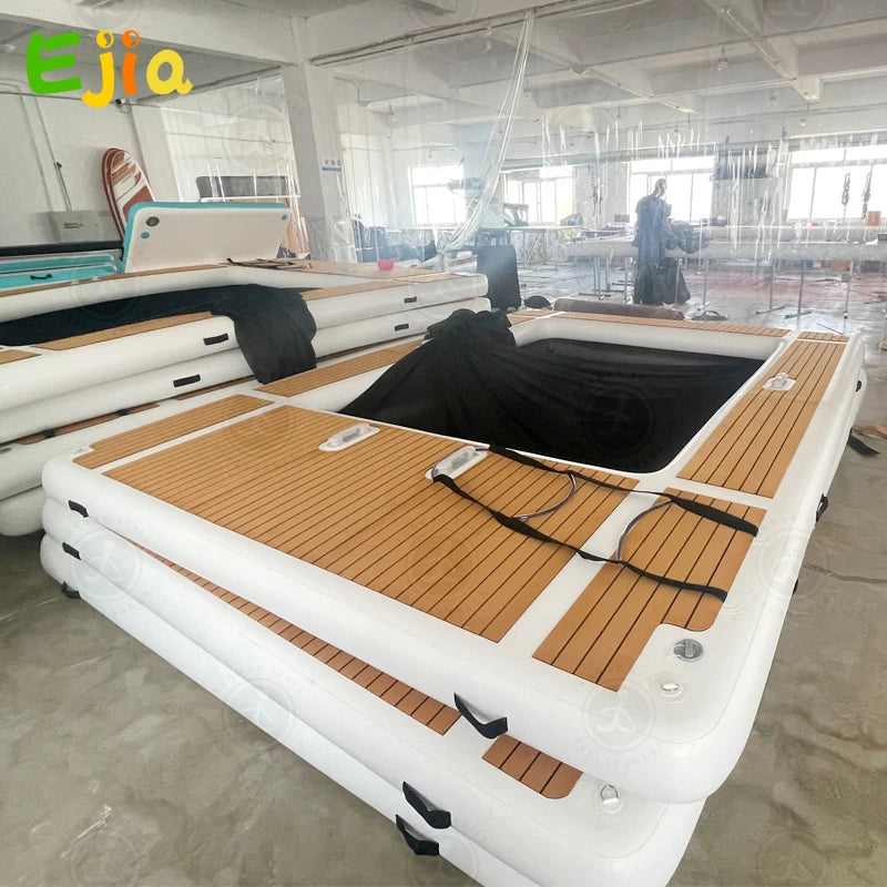 Ejia Inflatable Pool Dock 13x10ft Floating Platform for Yacht or Pool