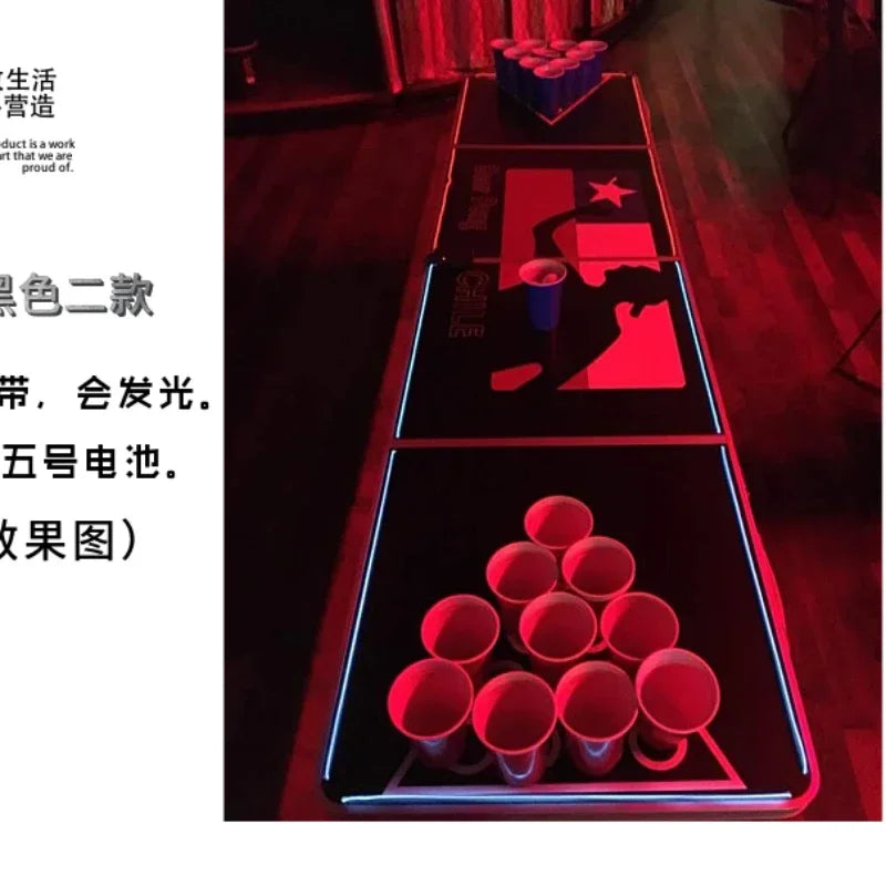 Beer Pong Table LED Extended Game Table Light Weight Easy Carry Aluminum Outdoor Folding Ping Pong Table Custom Design for Party