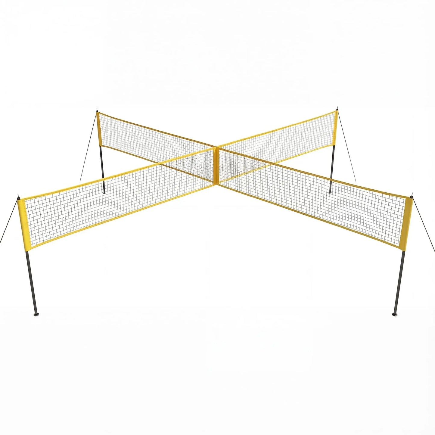 HiMISS 4 Square Volleyball Game Set With Adjustable Heights And 14 Ft 4-Way Net