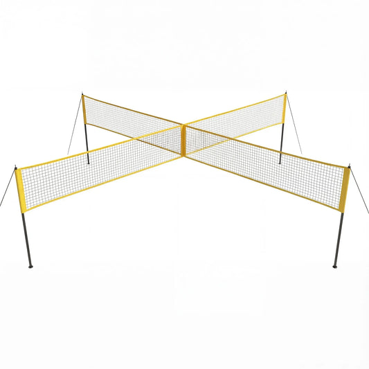 HiMISS 4 Square Volleyball Game Set With Adjustable Heights And 14 Ft 4-Way Net