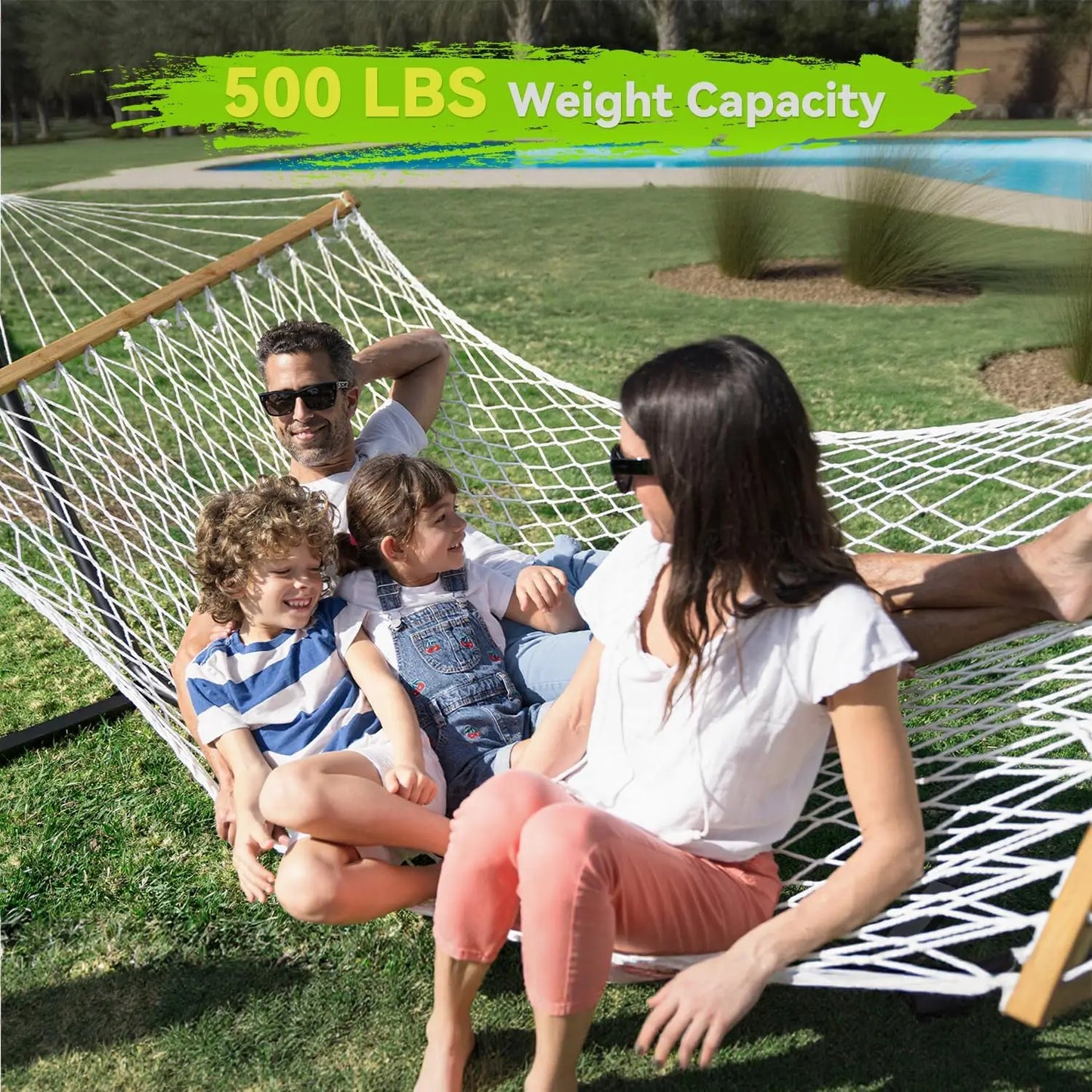 Escape to effortless comfort with this handwoven double hammock built for two.