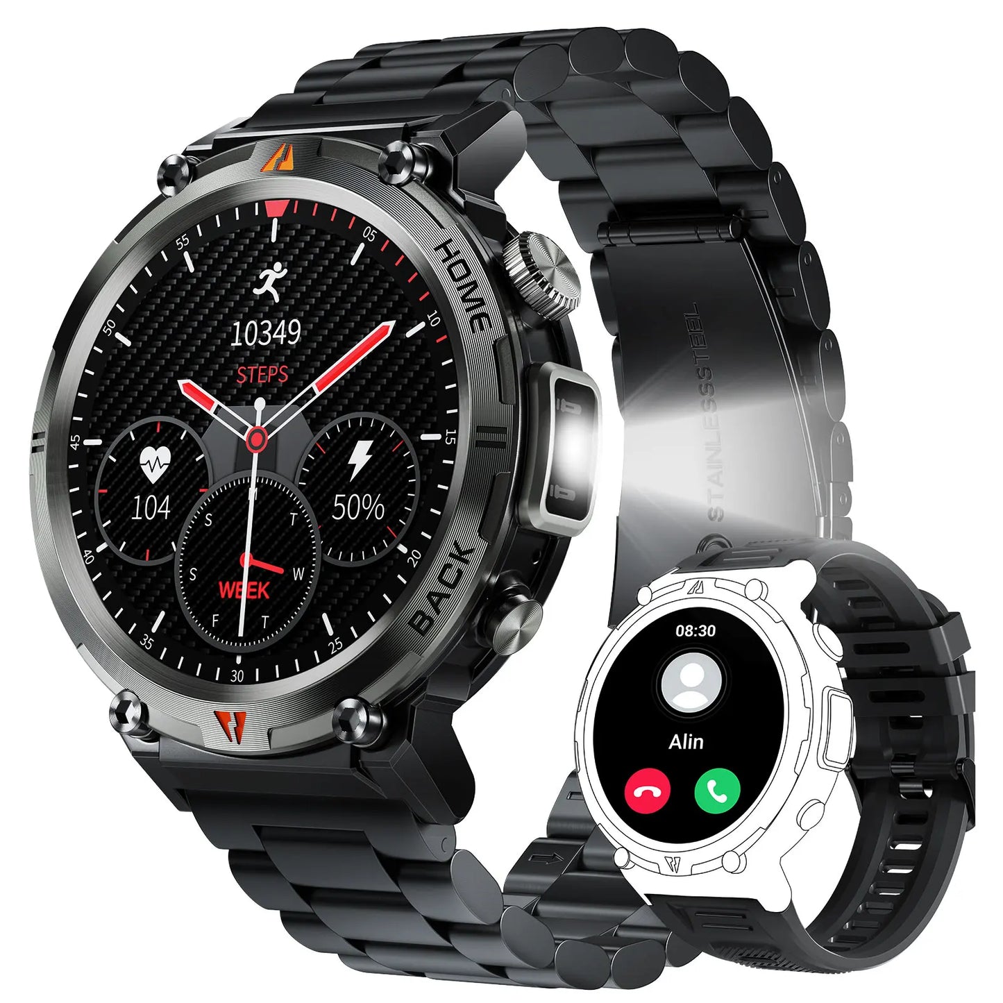 EIGIIS KE3 2025 Bluetooth Smartwatch For Men Full Touch Screen Health Monitor
