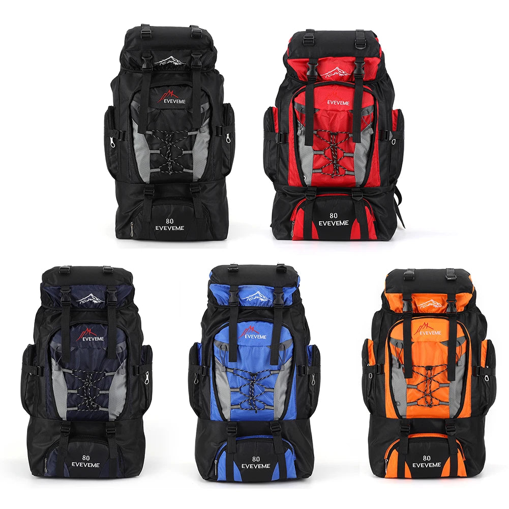 NONECN Waterproof 80L Mountain Climbing Backpack Canvas Trekking Hiking Rucksack