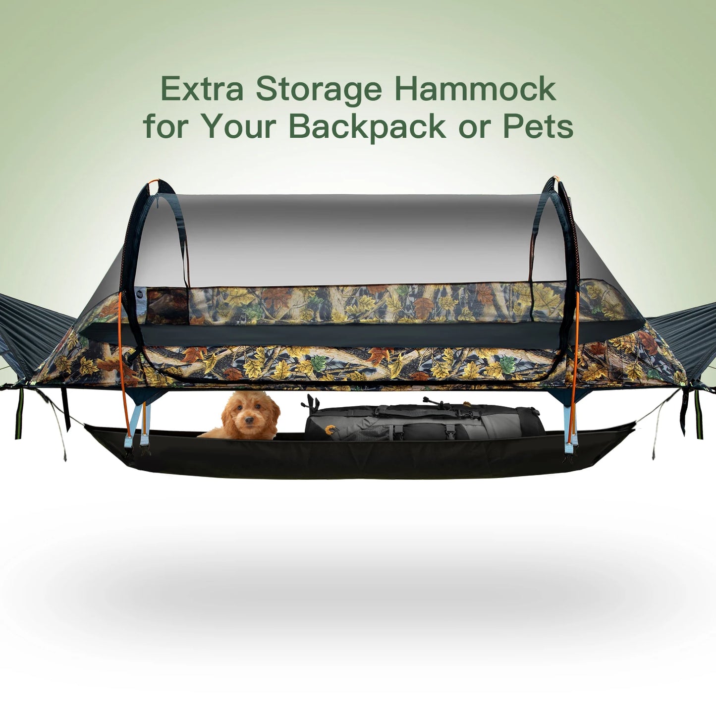 Night Cat Lay Flat Hammock With Tree Straps Nylon Mosquito Net Portable Camping