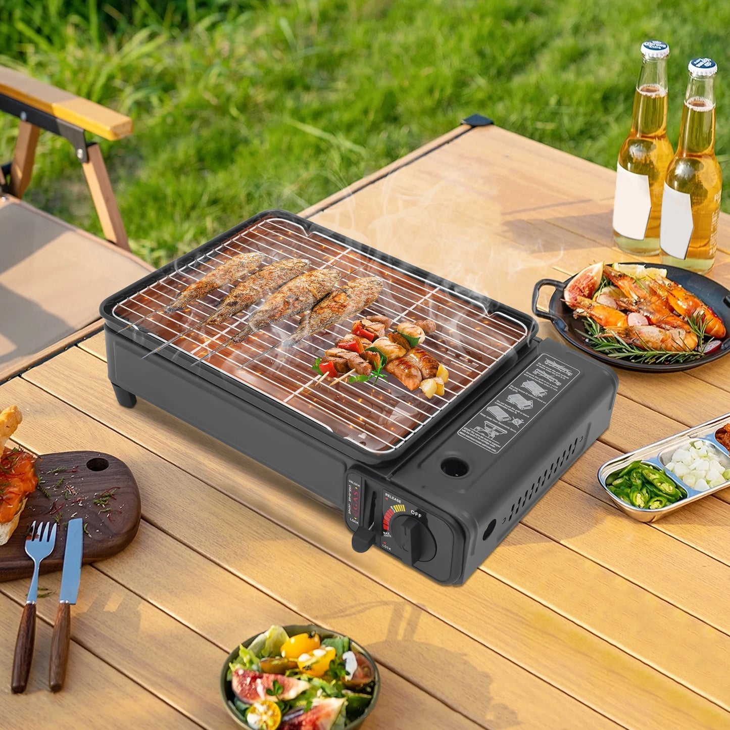 Portable Gas Barbecue Stove With Carrying Case For Camping RV Trips
