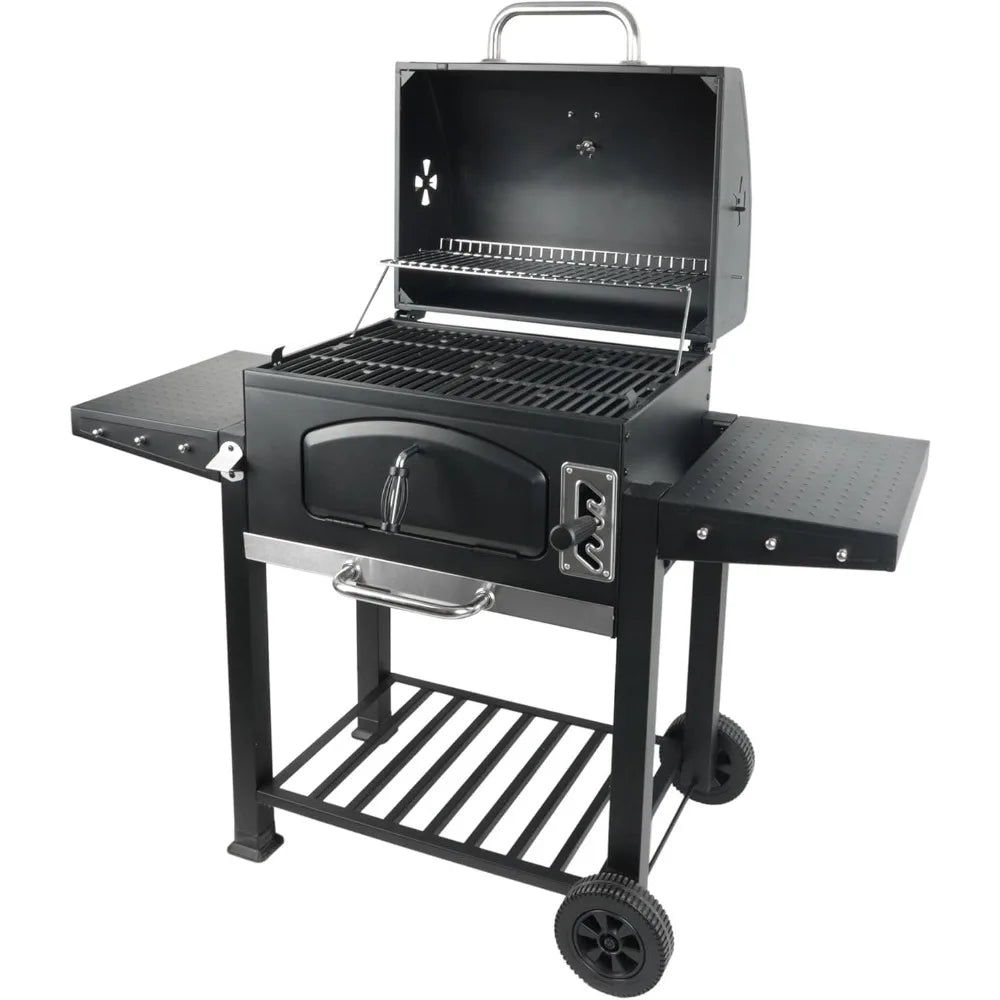 Grill Boss 24 Inch Charcoal BBQ Grill With Built In Thermometer Black