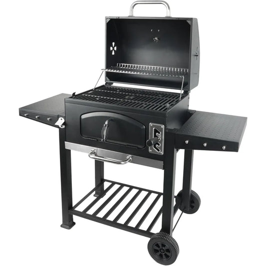Grill Boss 24 Inch Charcoal BBQ Grill With Built In Thermometer Black