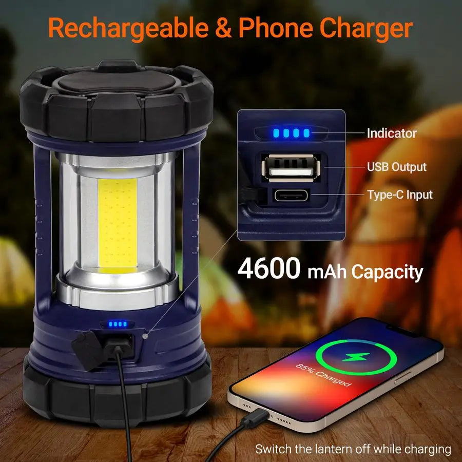 Camping Lantern 3200LM LED With 4600mAh Phone Charger And 5 Light Modes