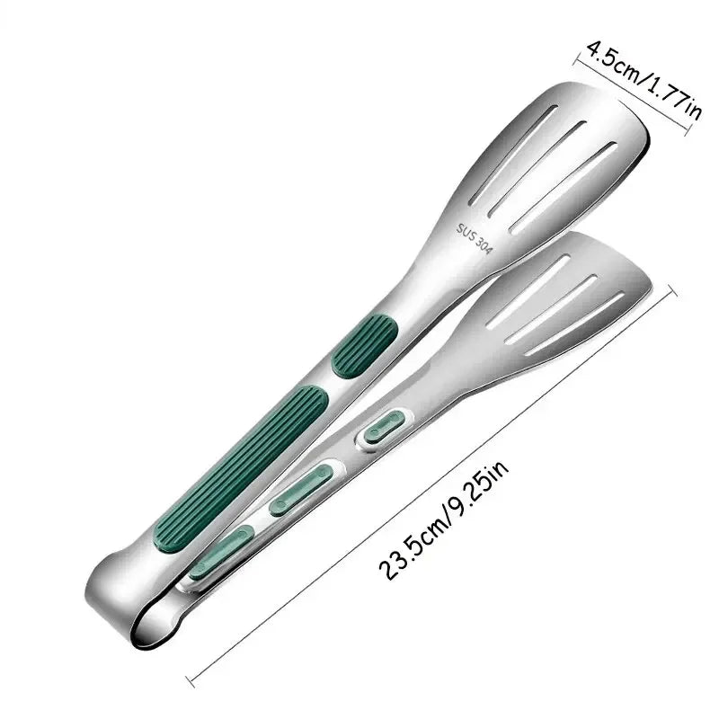 NONECN 1pc Non Slip Stainless Steel Food Tongs For Kitchen Barbecue Grill
