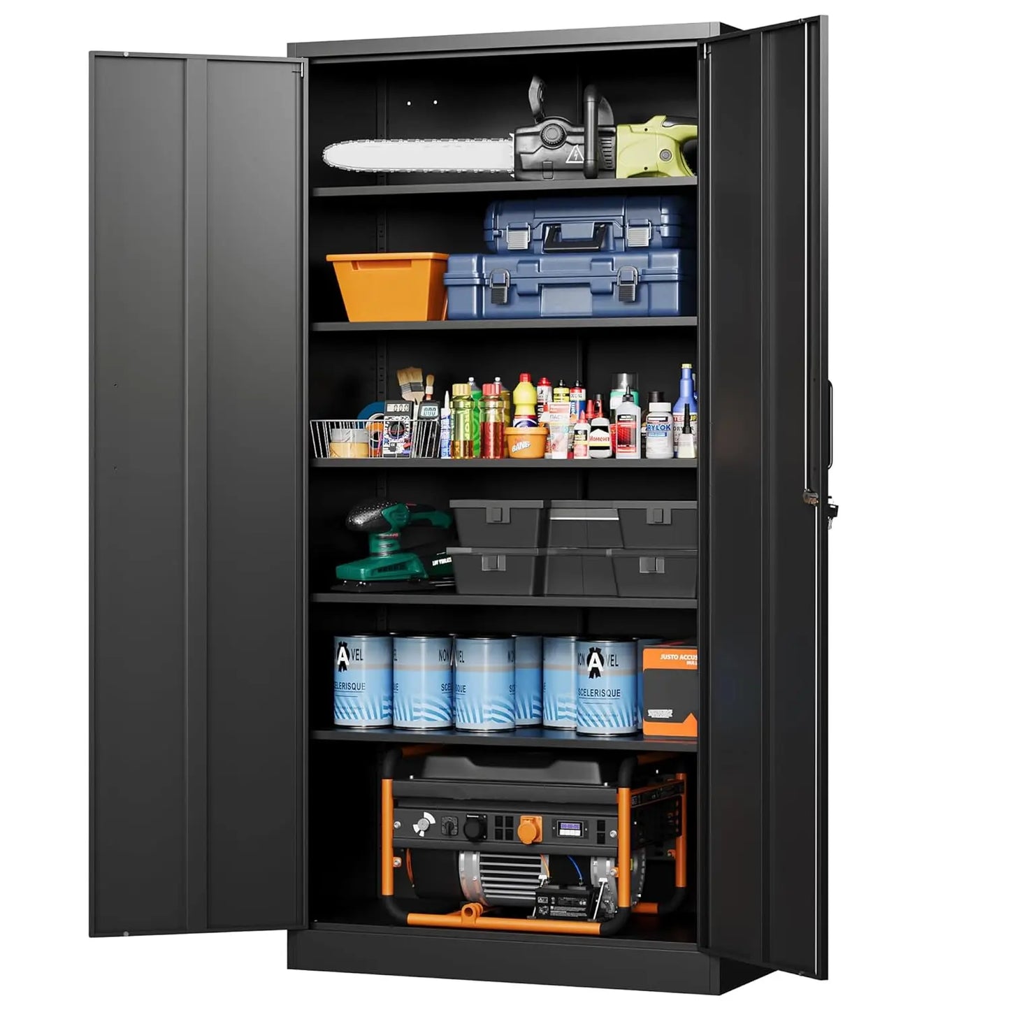 Metal Garage Storage Cabinet With Locking Doors Adjustable Shelves
