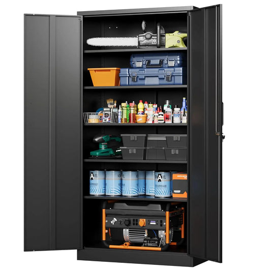 Metal Garage Storage Cabinet With Locking Doors Adjustable Shelves