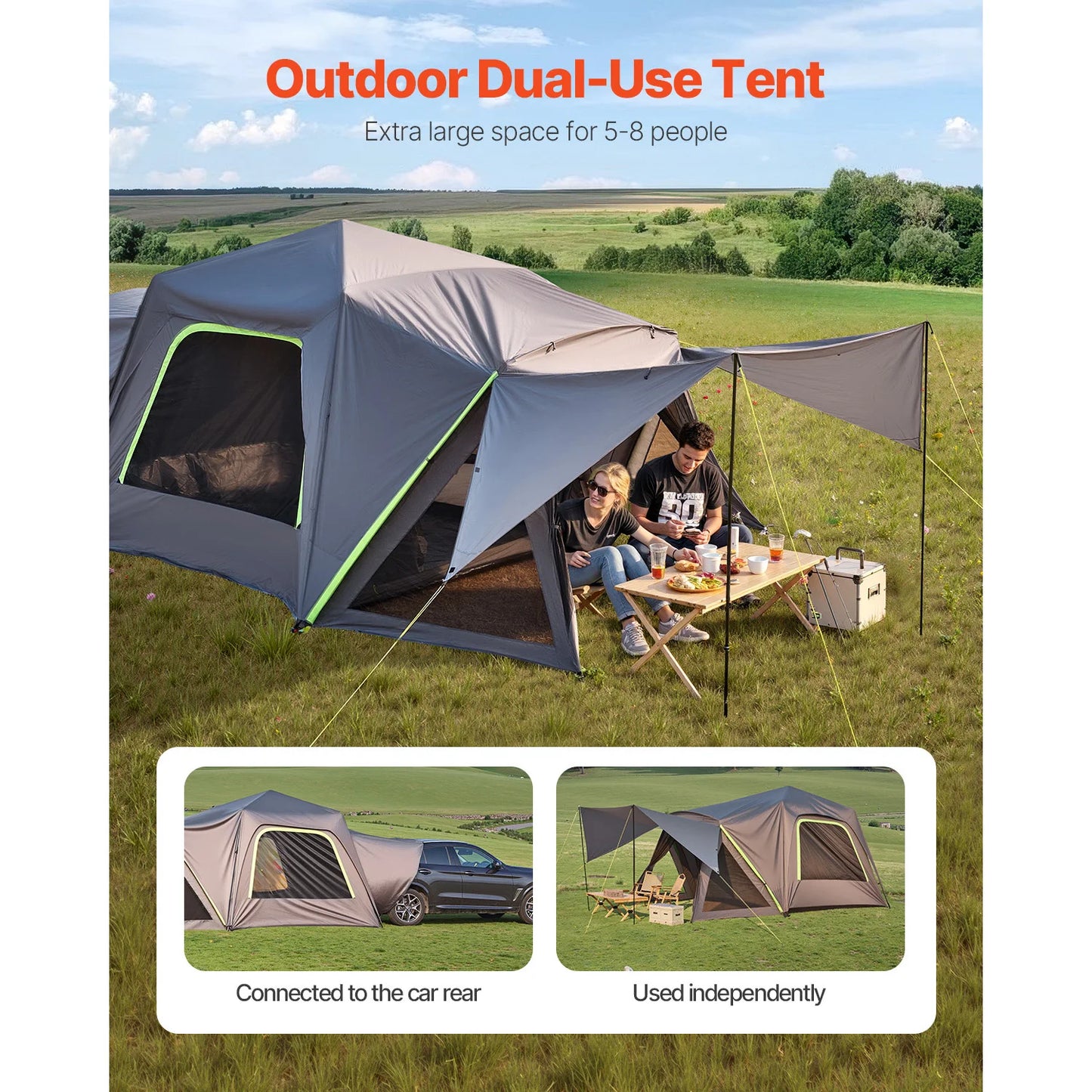 SucceBuy SUV Tent Camping Waterproof PU2000mm Double Layer Shade Mesh Windows
