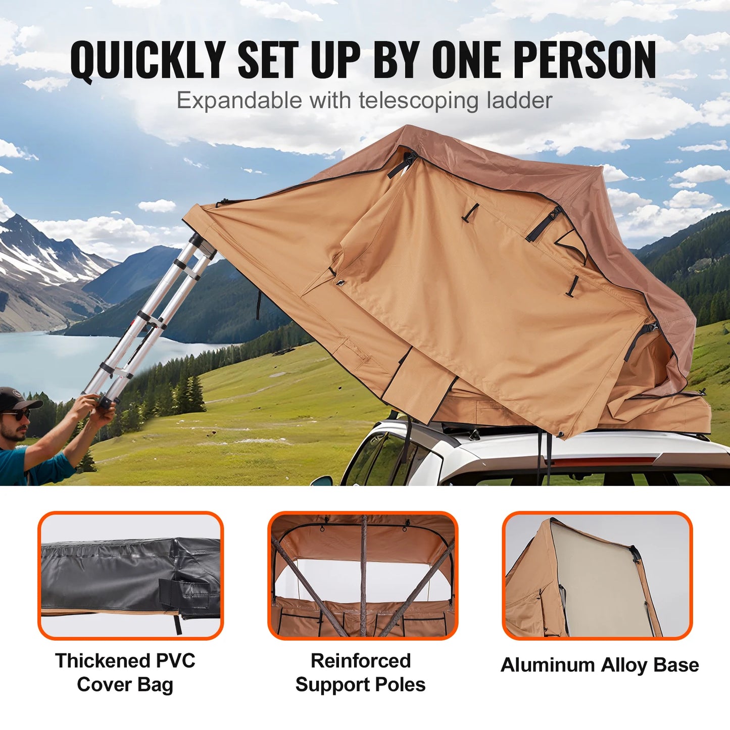 Elevate your camping with the SucceBuy Rooftop Tent, a rugged, easy-to-use shelter designed for adventures under the stars wherever you roam, rain or shine.
