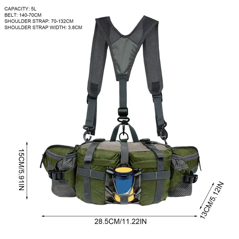 Hiking Waist Bag With 2 Bottle Holders Outdoor Waist Pack Waterproof