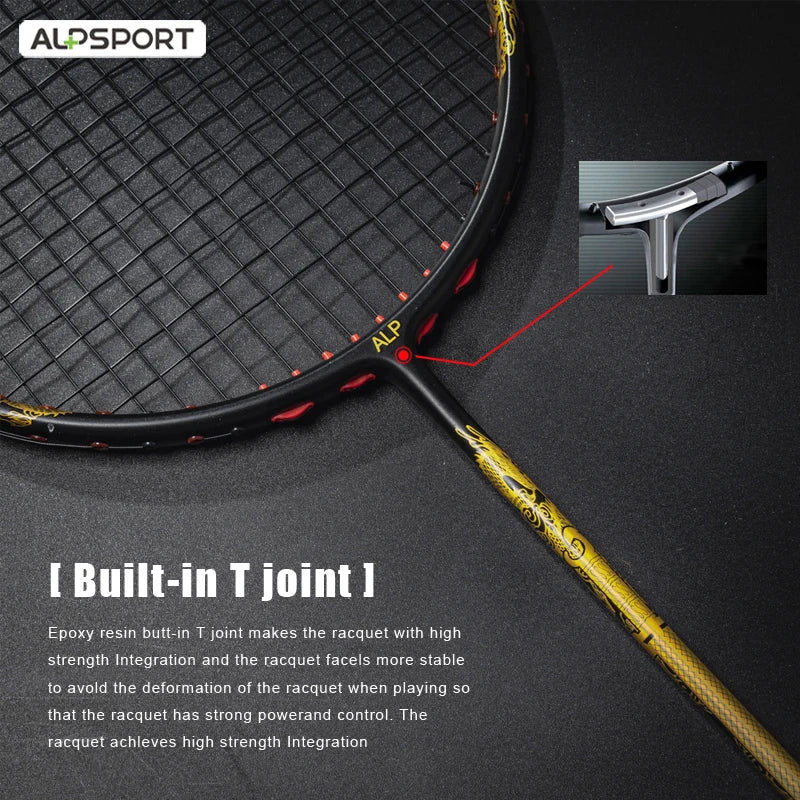 Alpsport Taj 4U Badminton Racket T800 Carbon Fiber Ultra Light Includes Bag