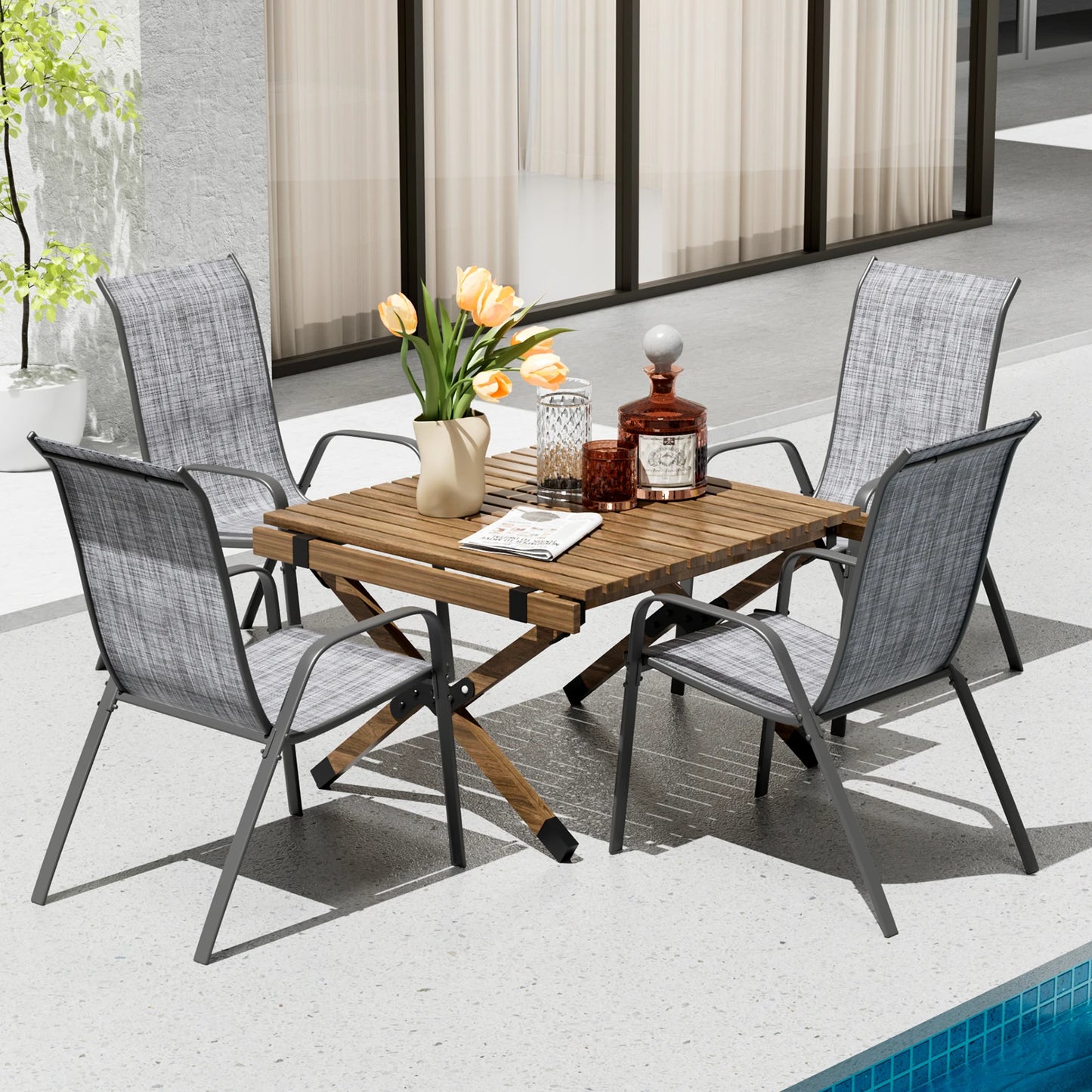 You can relax in sturdy, versatile folding garden chairs built for your outdoor living.