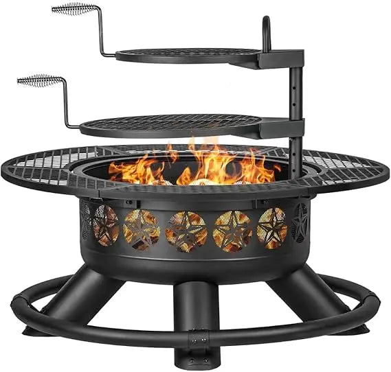 Transform your outdoor space with a 47-inch outdoor fire pit that blends warmth, cooking, and modern style.