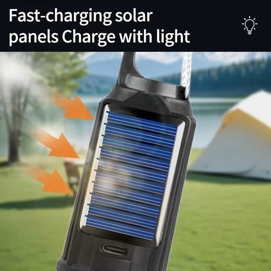 Solar Camping Light Type C 3 Modes Waterproof Portable for Hiking Emergencies