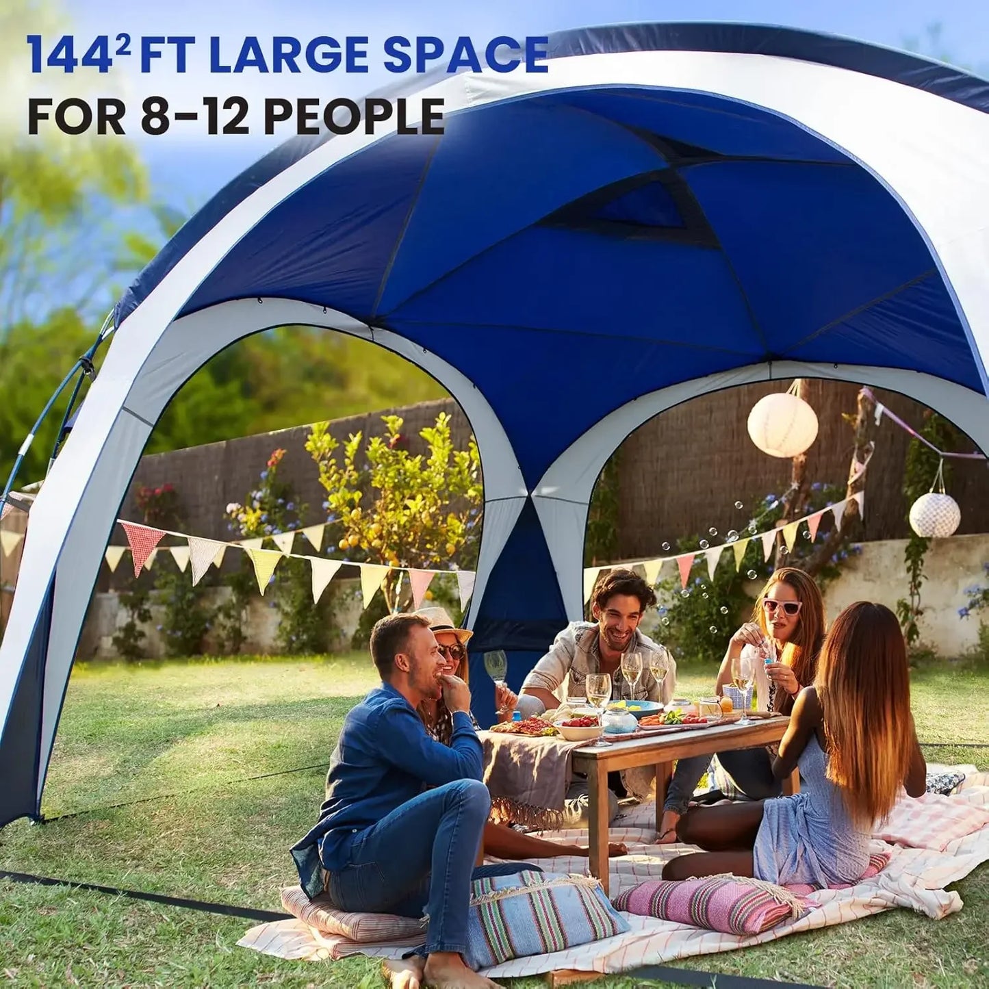 UNP Easy Beach Tent Pop Up Canopy UPF50 Sun Shelter With Side Wall Ground Pegs