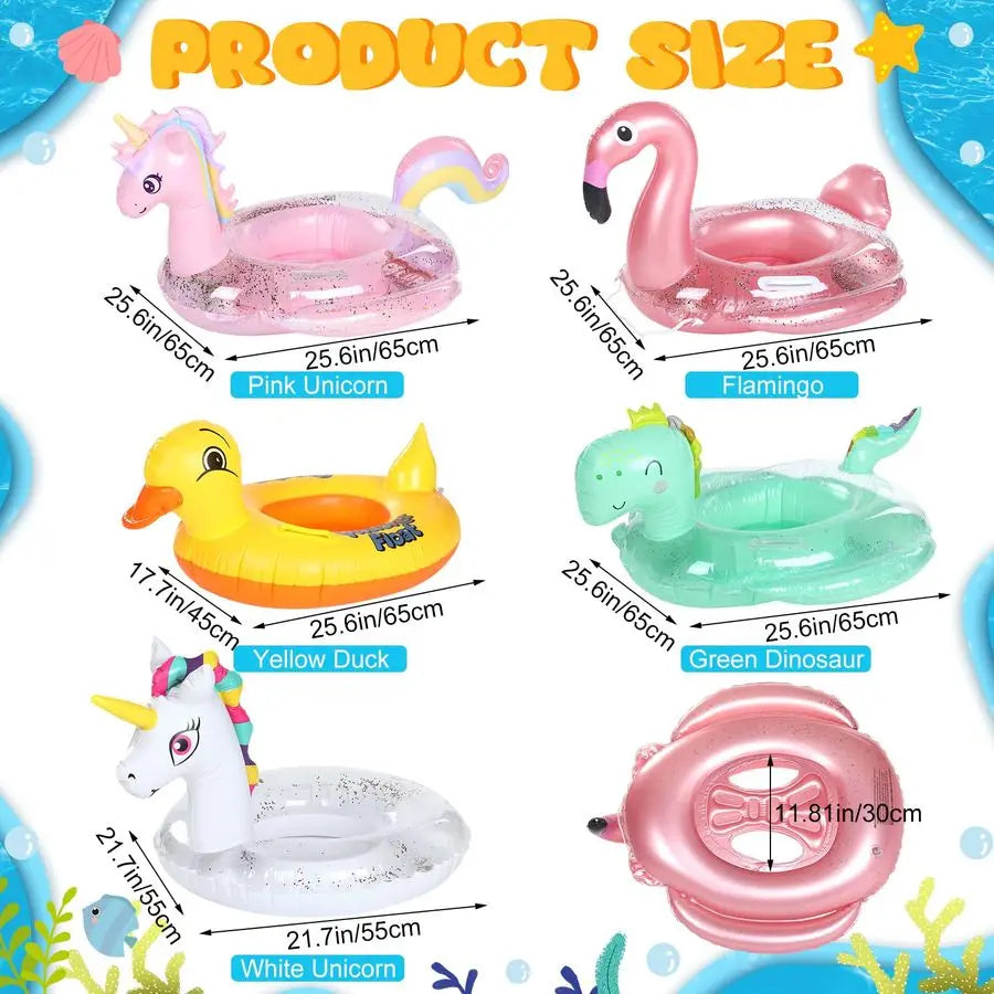 Dive into summer fun with this playful five piece set of inflatable pool floats for sunny days.