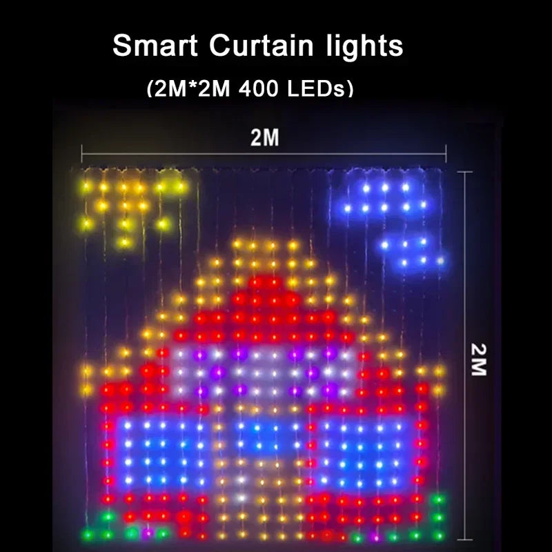 GCTECHING 400 LED Smart Curtain Lights With App Remote Control Music Sync