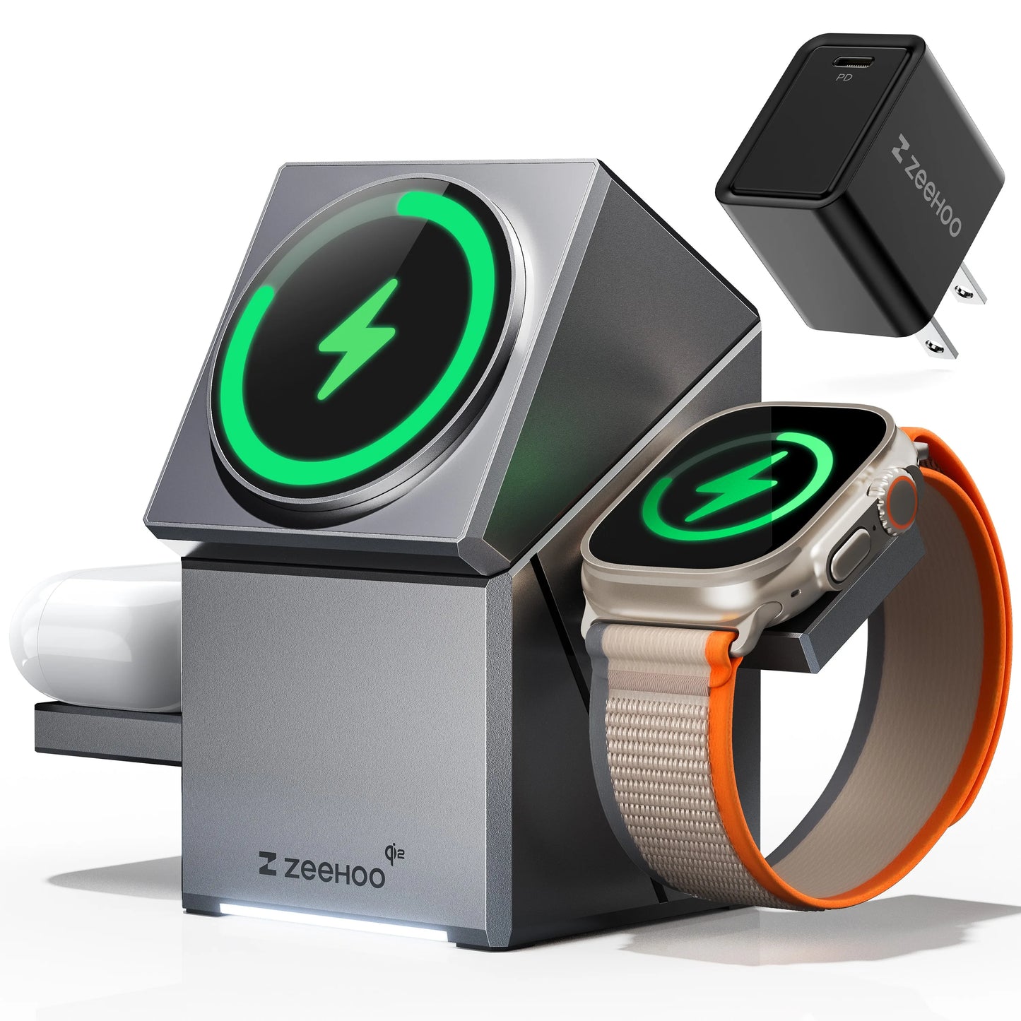 Rotatable Magnetic Wireless Charger Stand for iPhone 12 to 16 iWatch AirPods