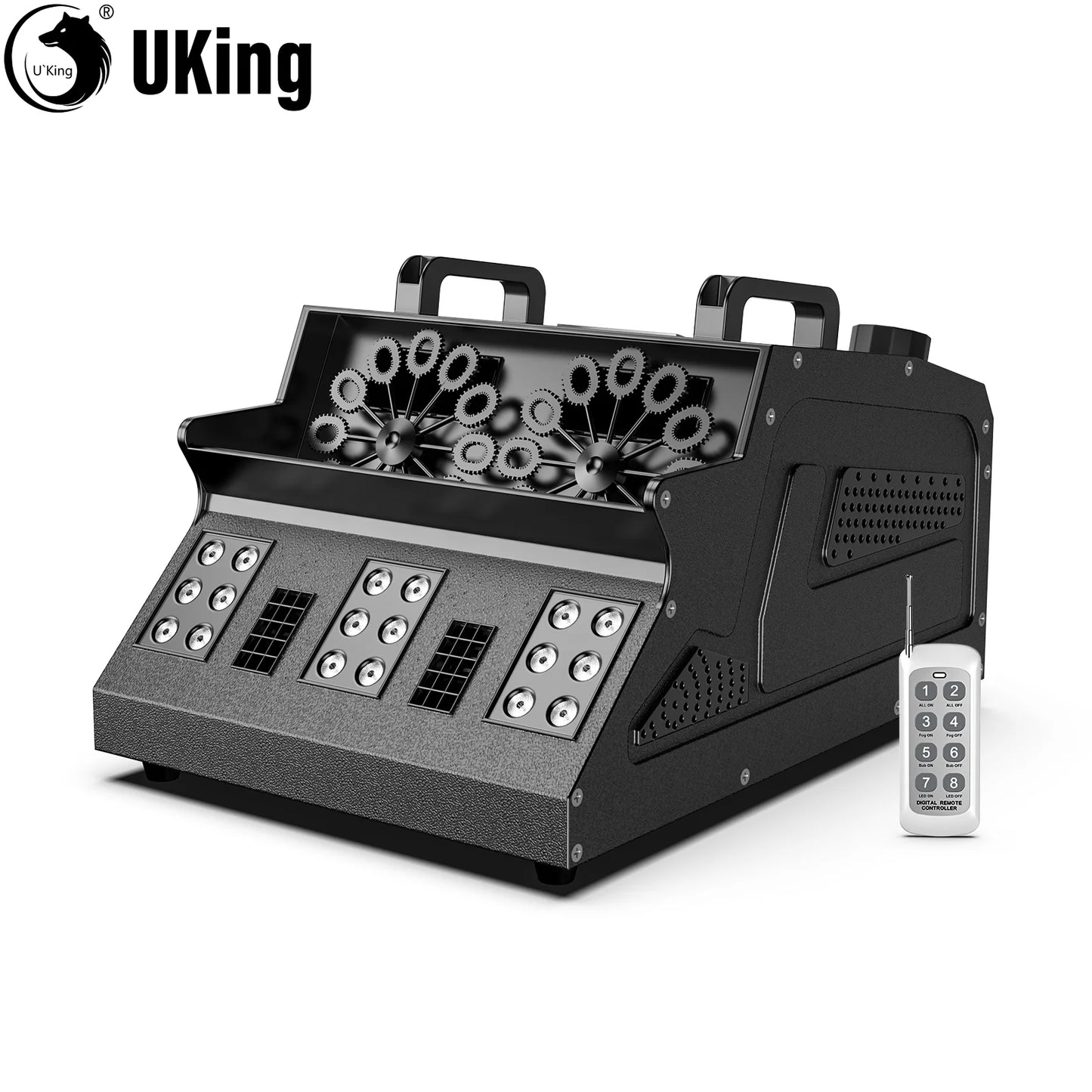 U'King 1500W Smoke Bubble Machine 8 RGB 3in1 LED Fog DMX Stage Light