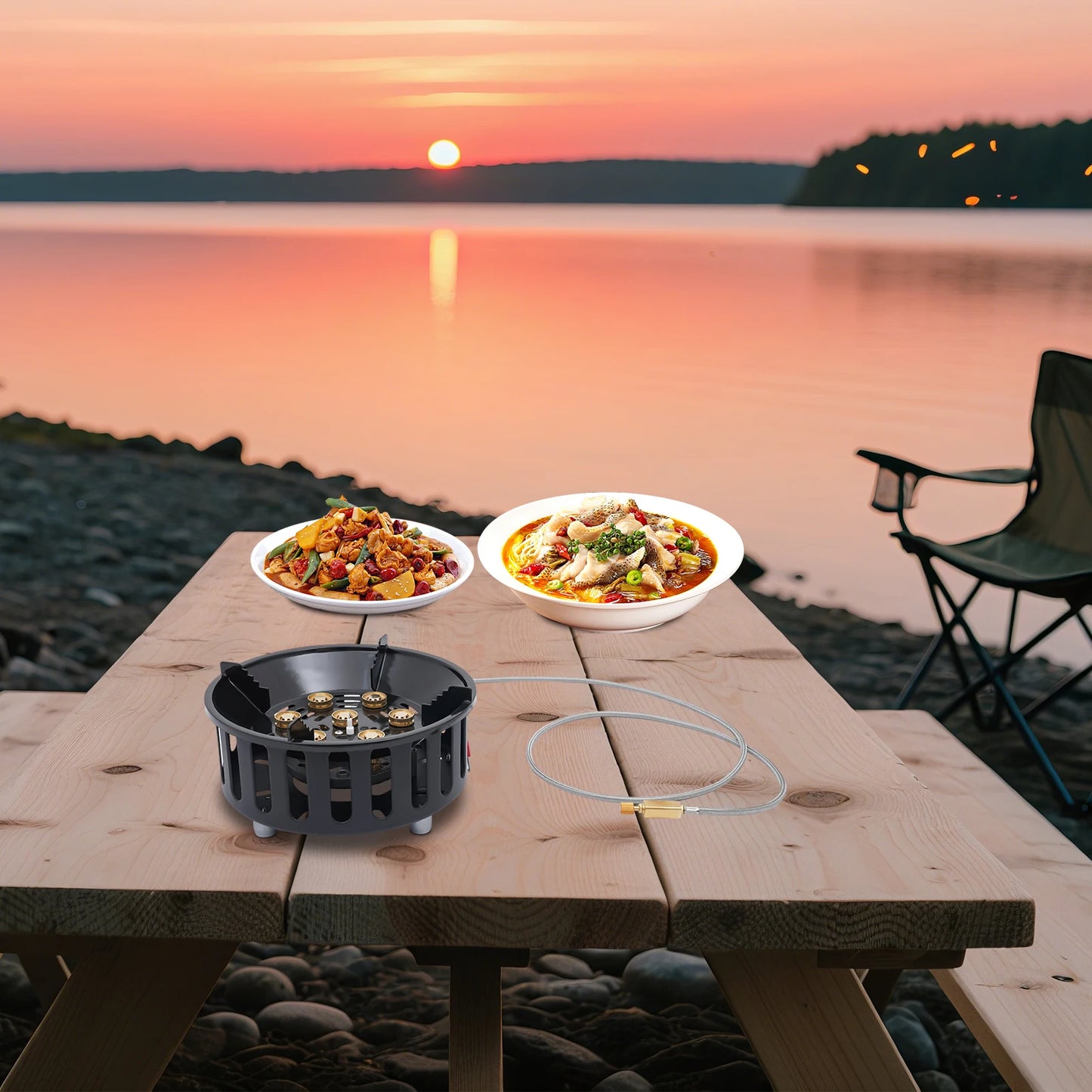 Noned Camping Stove Portable Gas Burner With 3 Adapters And Storage Bag
