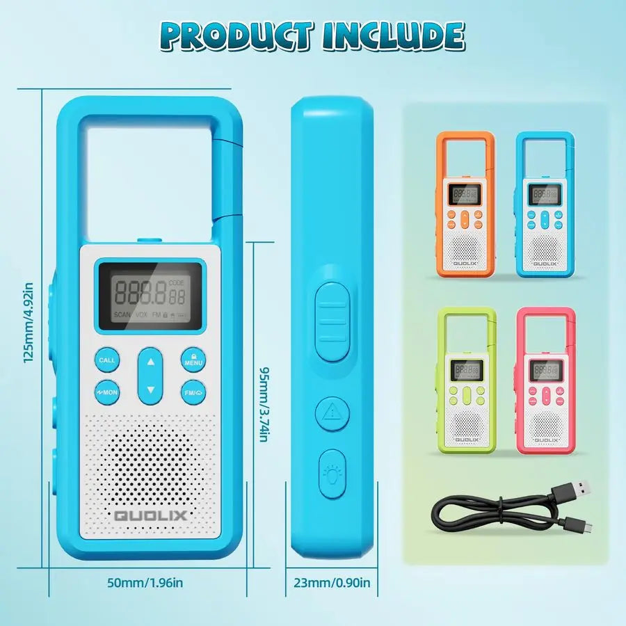Keep your kids connected and safe on outdoor adventures with this four-pack of rechargeable walkie talkies.