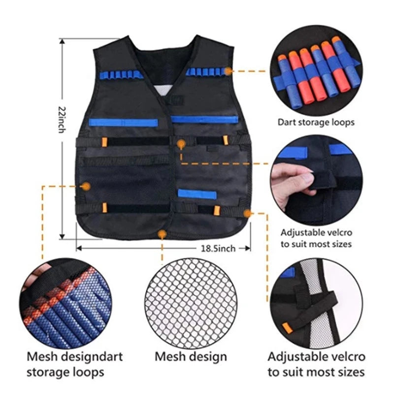 Gear up for action packed Nerf battles with this kid friendly tactical vest kit.