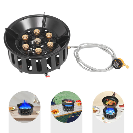 Noned Camping Stove Portable Gas Burner With 3 Adapters And Storage Bag