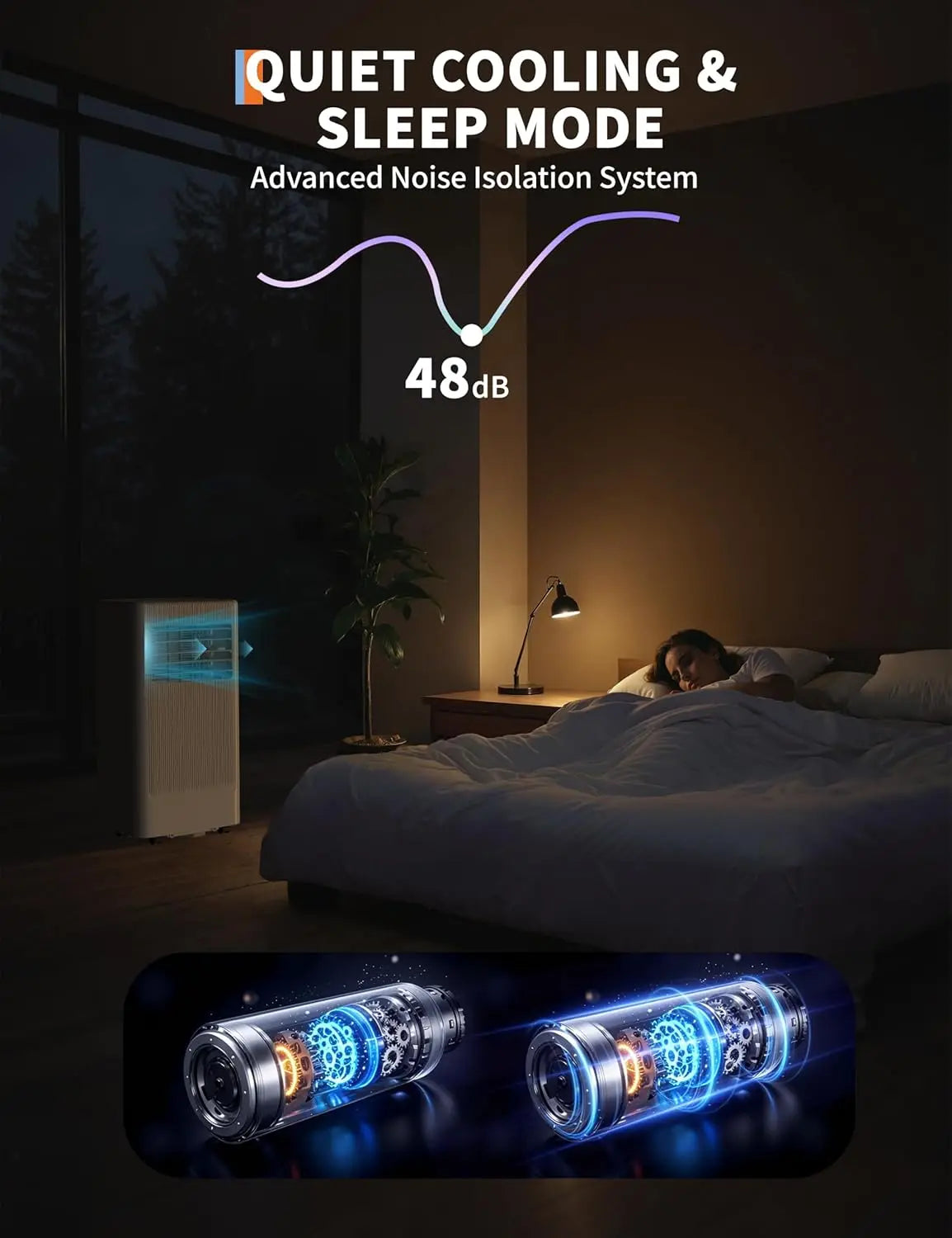 Acekool 8000 BTU Portable Air Conditioner Sleep Dry Fan Modes