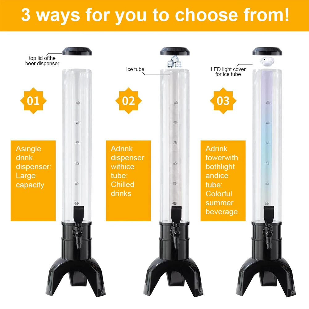 Aneng 3.5L Beer Dispenser Tower With Spigot Ice Tube