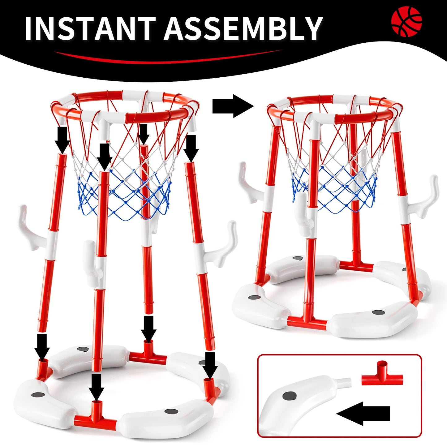 Floating Pool Basketball Hoop Game With 4 Balls For Outdoor Indoor Water Play