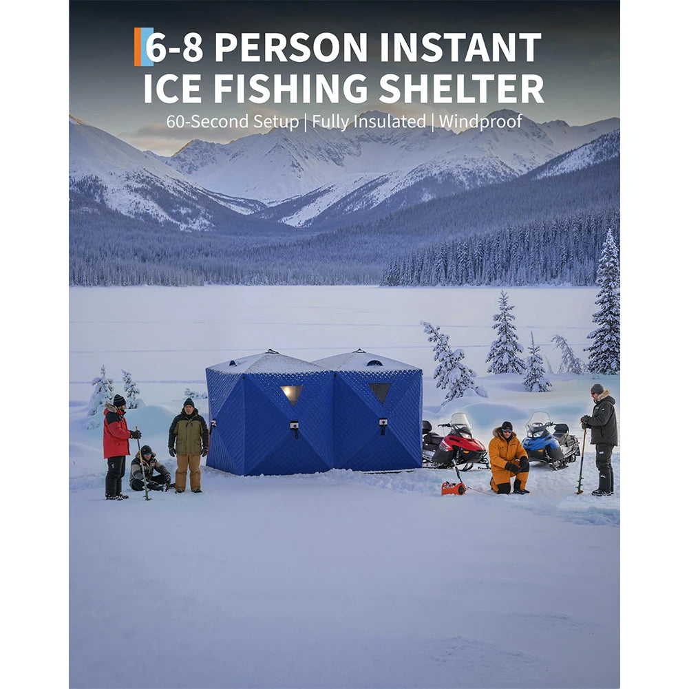 Pop Up Thermal Insulated Fishing Shelter Hub Tent For 1 To 8 Persons