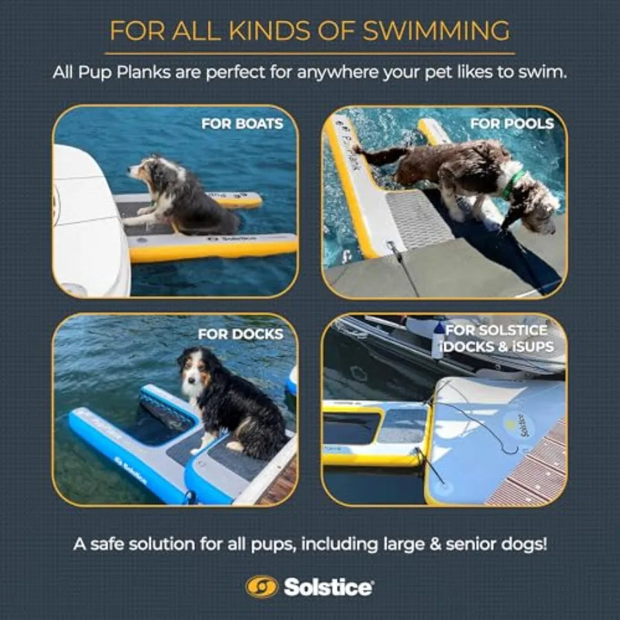 Make waterfront moments safer and easier for you with the OLOEY Inflatable Pup Plank, a sturdy blue water ramp designed for your dogs and docks, featuring quick setup, stable buoyancy, and durable construction for boats, lakes, and rivers.