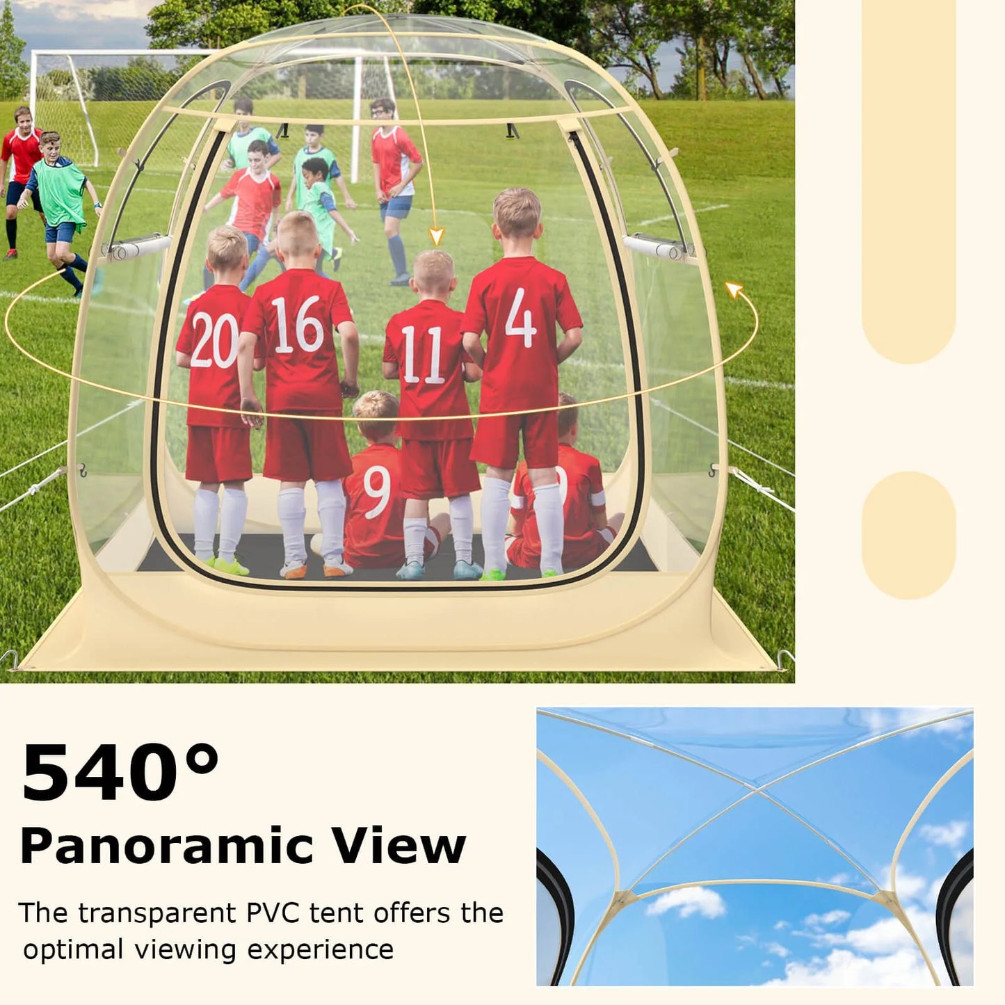 Experience instant protection with a 6x6 ft pop up tent that springs into place, delivering weatherproof shelter for up to six people.
