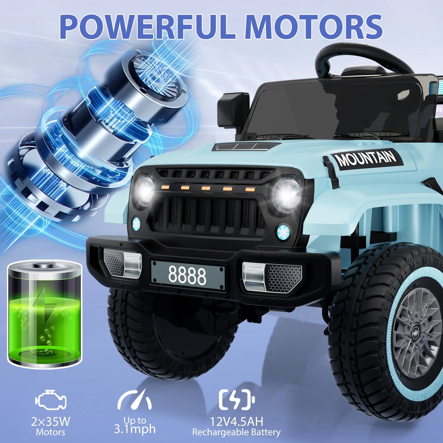 HiMISSE 12V Electric Ride On Truck for Kids Remote Control LED Lights