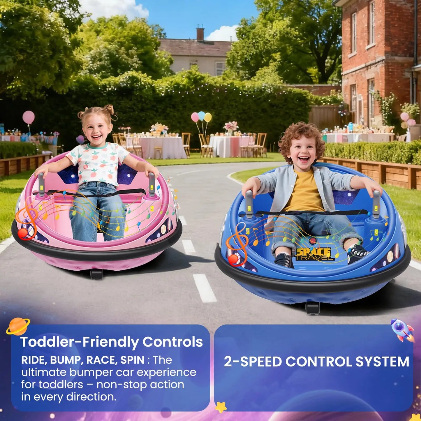 Spin into endless fun with this versatile 360 degree spinning kids electric bumper car that delivers safe, exhilarating play for indoors or outdoors, featuring easy to use controls for you, bright LED lights, and fuss free charging for hours of smiles.